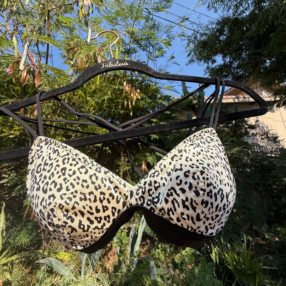 Victoria's Secret Black and White Leopard Print Bra